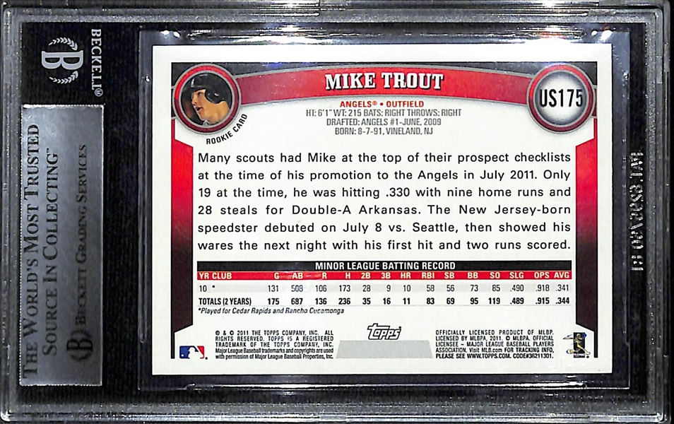 2011 Topps Update Mike Trout Rookie Card #175 Graded BGS 8.5 NM-MT+